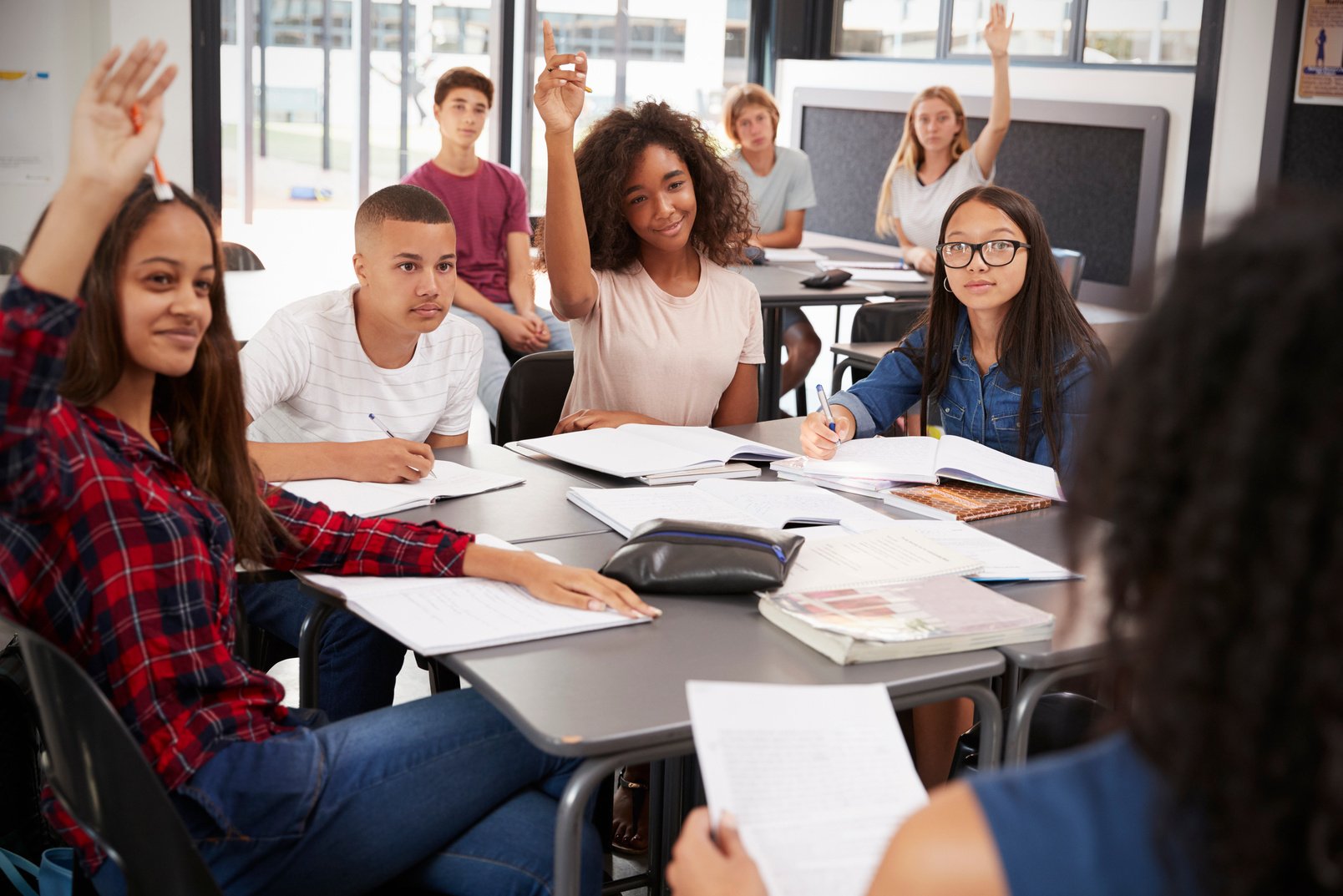 High School Kids Raise Hands